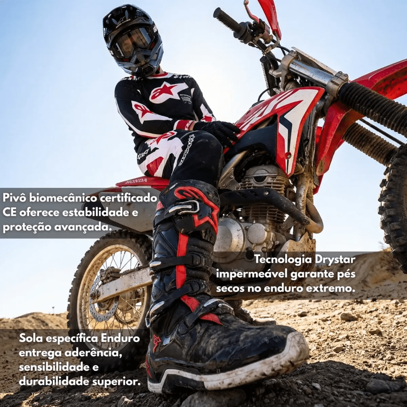 Bota Alpinestars Tech 7 Enduro Preto Vermelho Red Original - RS1 Moto