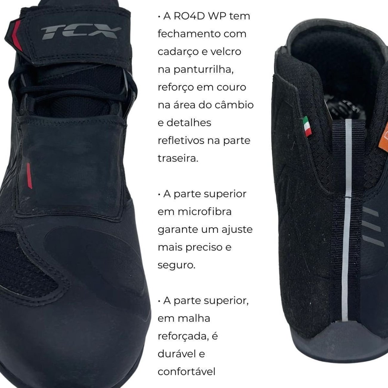 Bota Tcx Tenis Pilotagem Moto Ro4D WP Preta Curta