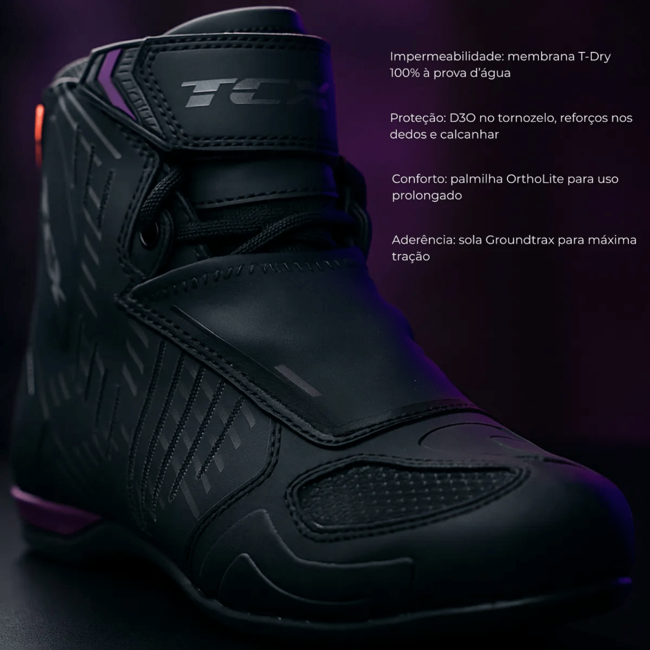 Bota Tcx Tenis Pilotagem Moto Ro4D WP Preta Feminina