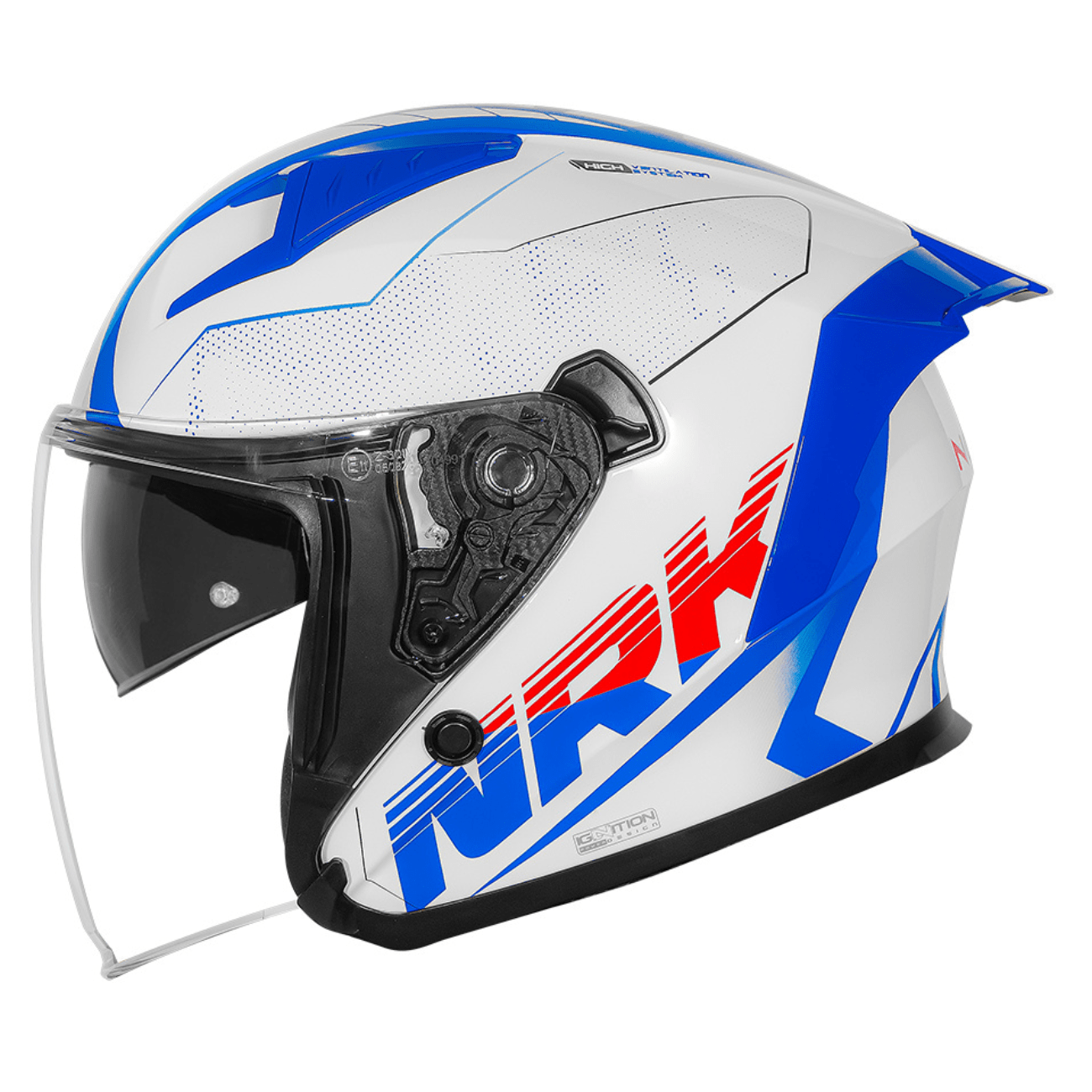 Capacete Aberto Norisk Downtown 2 Stage Branco Vermelho