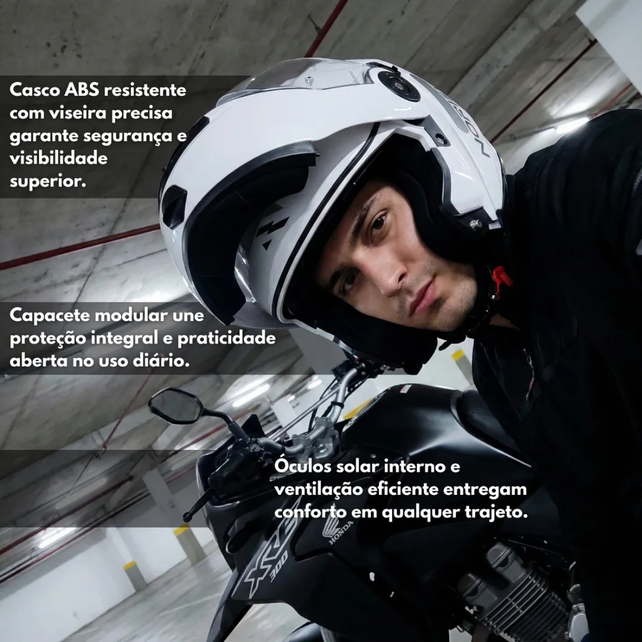 Capacete Articulado Norisk Ff345 Route Monocolor Branco Original