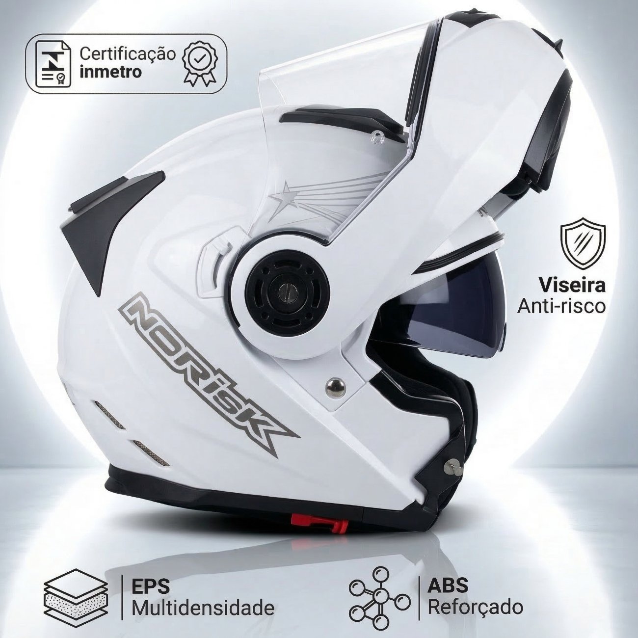 Capacete Articulado Norisk Ff345 Route Monocolor Branco Original