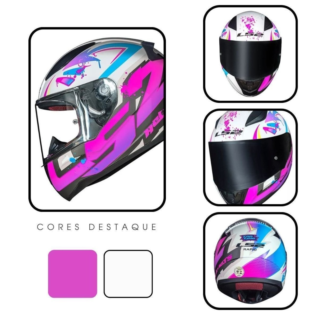Capacete Fechado Ls2 Ff353 Rapid Tagline Rosa