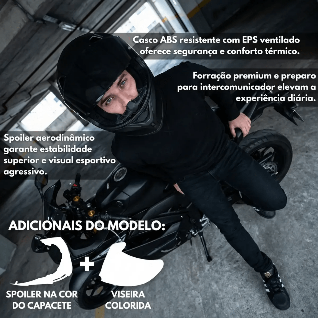 Capacete Fechado Norisk Flow Monocolor Preto Fosco