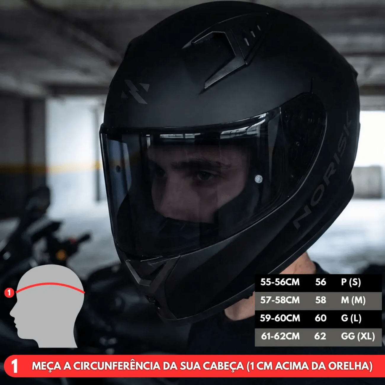 Capacete Fechado Norisk Flow Monocolor Preto Fosco
