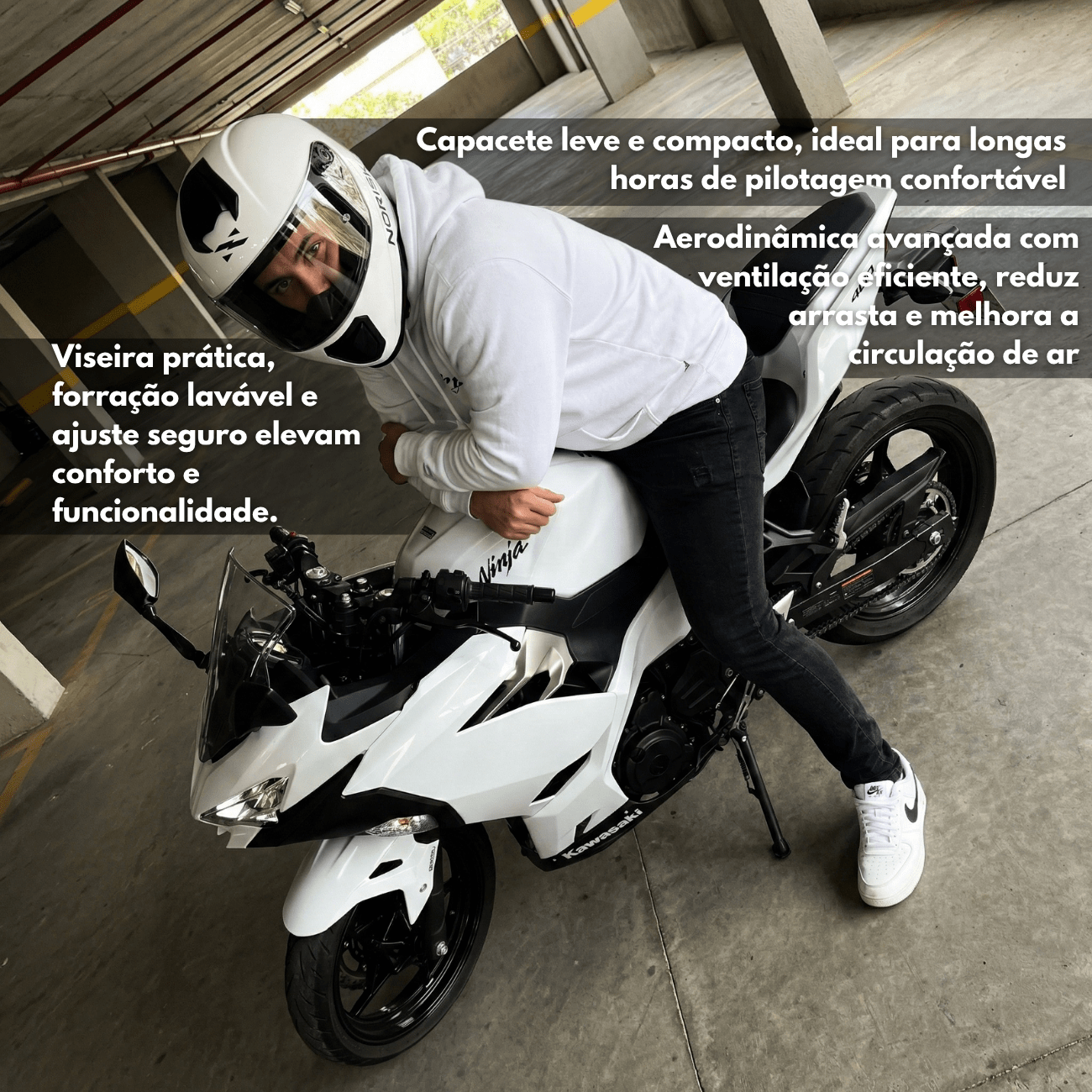 Capacete Fechado Norisk Razor Solid Monocolor Branco
