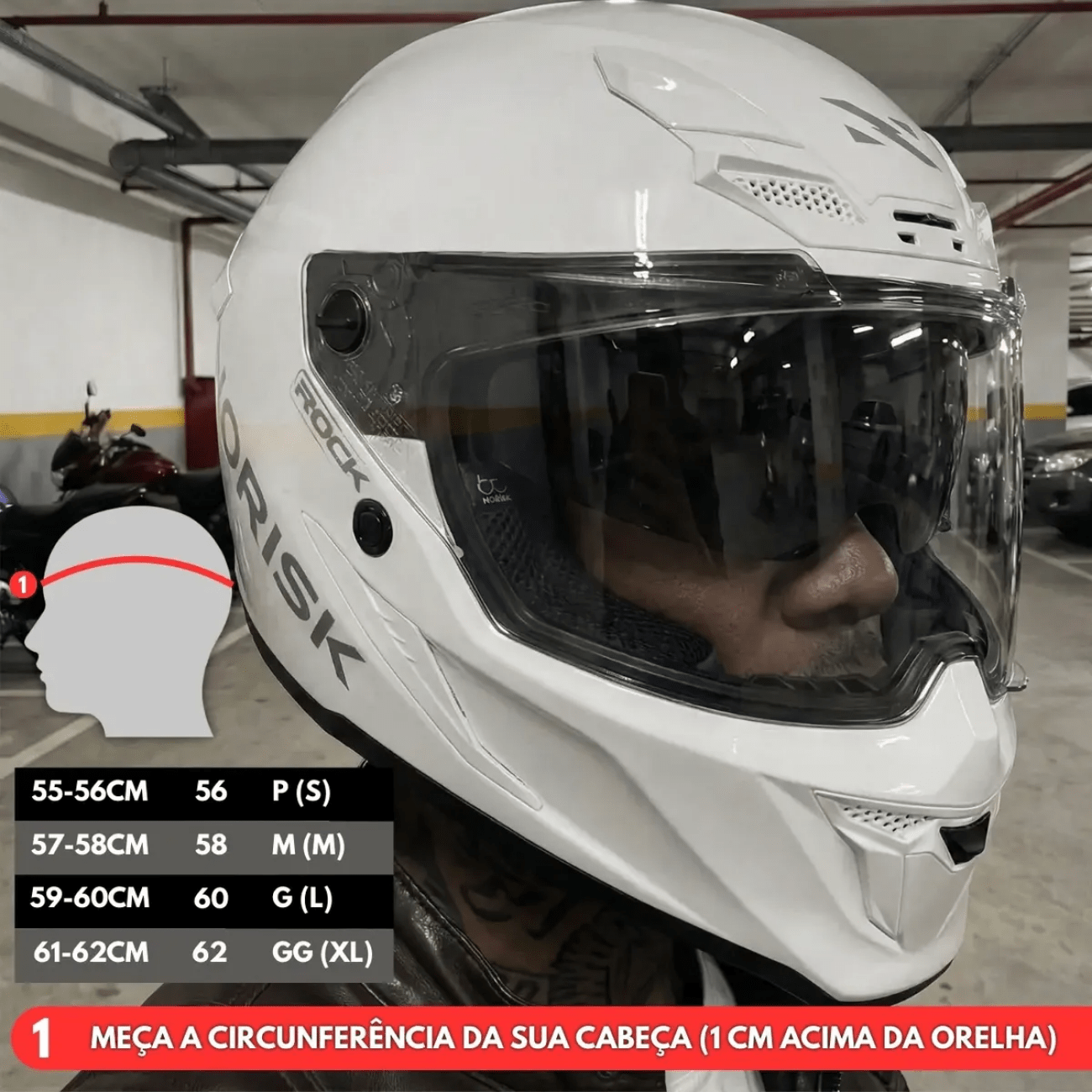 Capacete Fechado Norisk Rock Com Oculos Solar Monocolor Branco