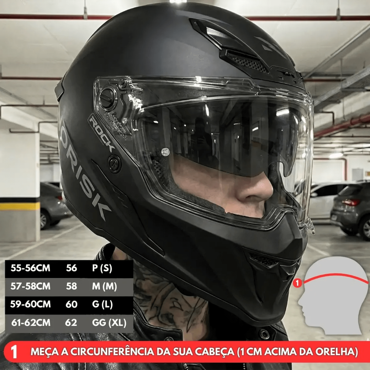Capacete Fechado Norisk Rock Com Oculos Solar Monocolor Preto Fosco