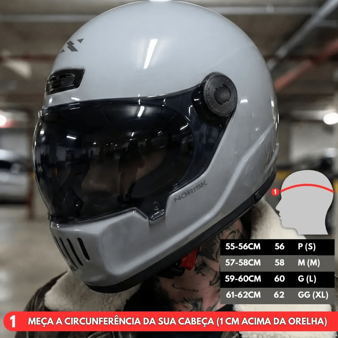 Capacete Fechado Norisk V8 Monocolor Nardo Cinza
