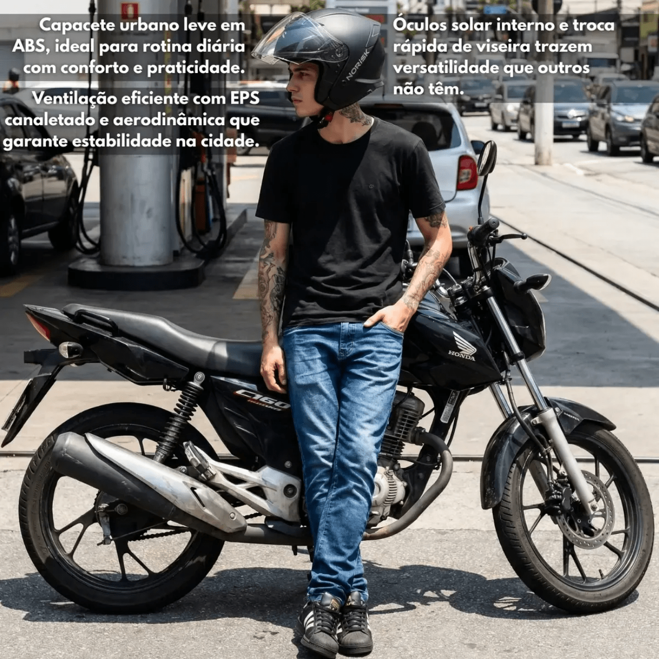 Capacete Norisk City Monocolor Preto Fosco