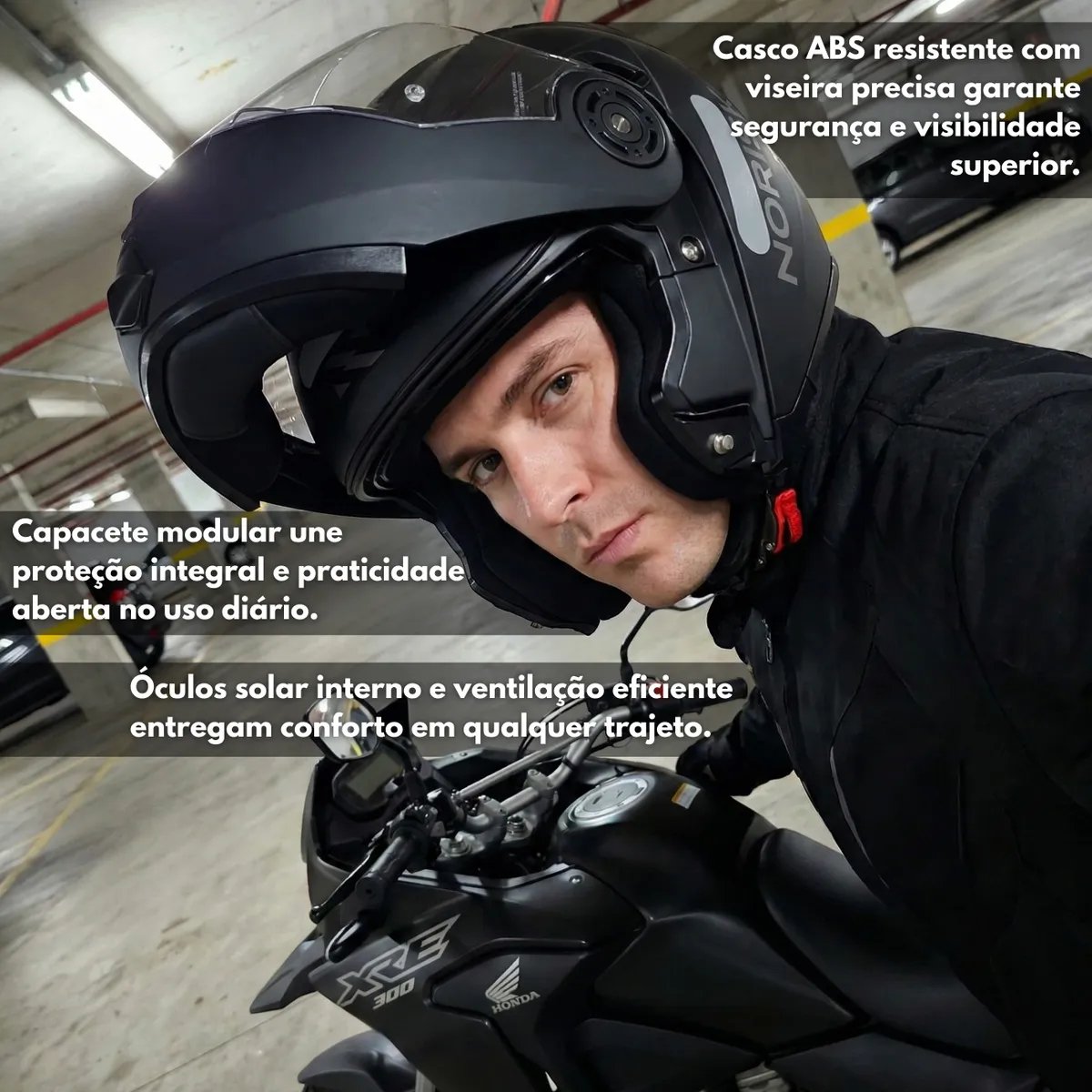 Capacete Norisk FF345 Route Monocolor Preto Fosco