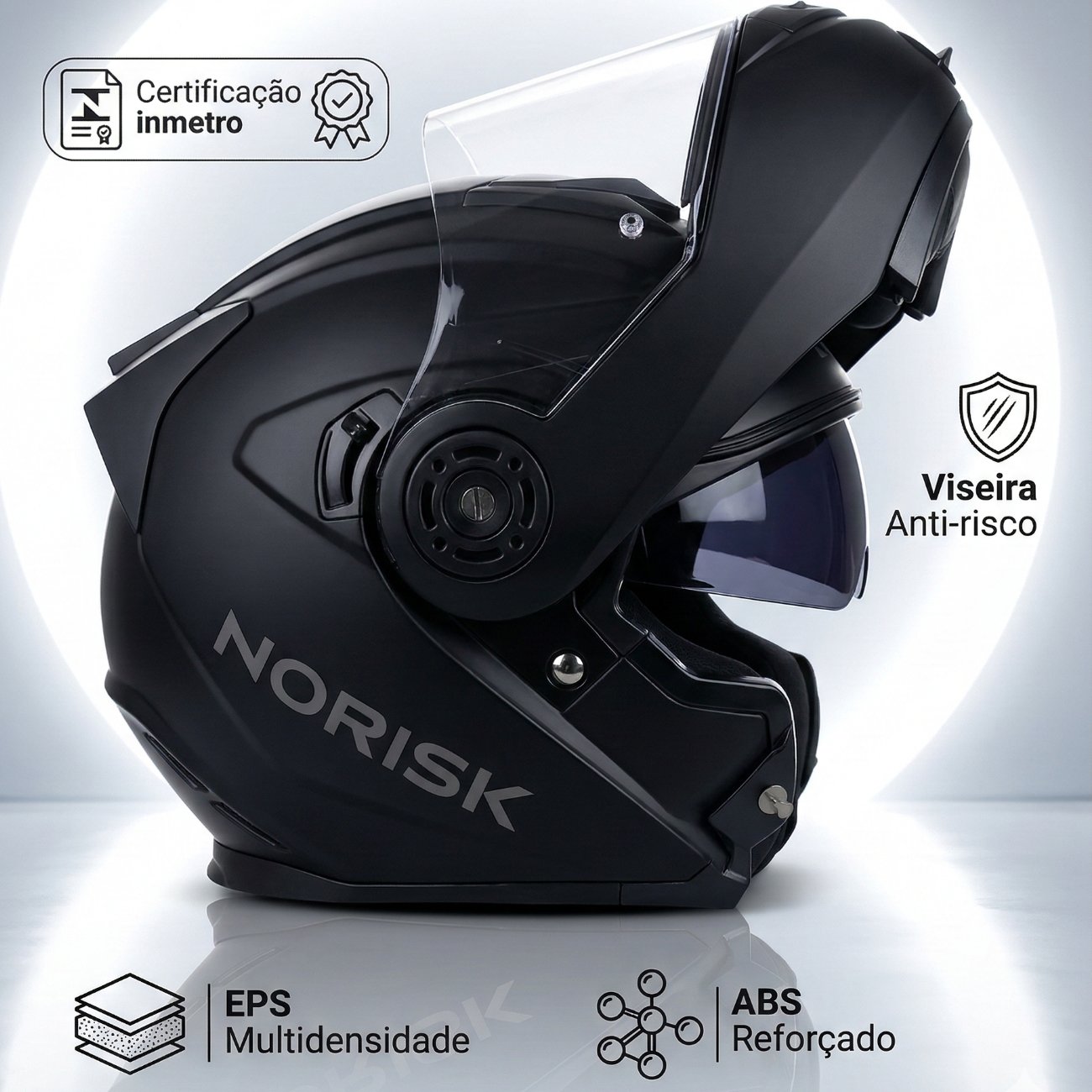 Capacete Norisk FF345 Route Monocolor Preto Fosco