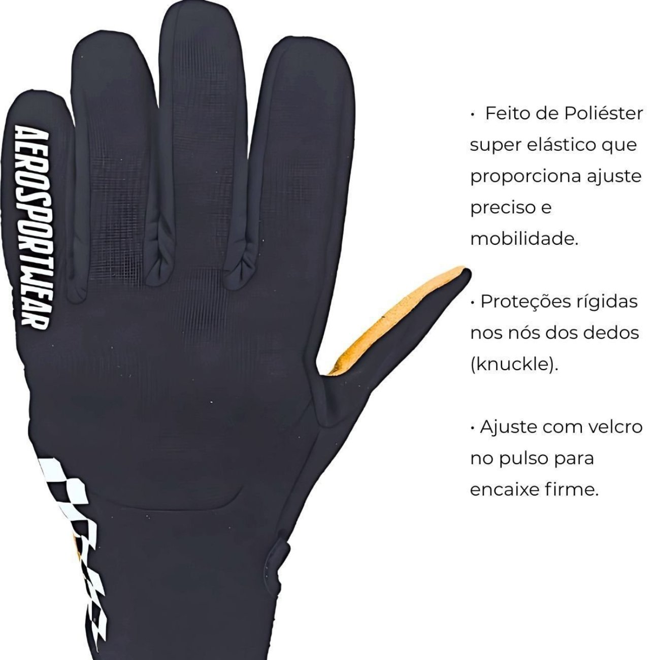 Luva Motociclista Urbana ASW 365 Preta Branca Marrom