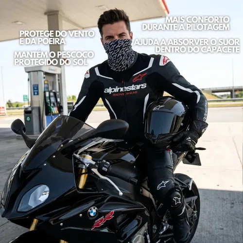 Bandana Alpinestars Astar Preta Branca Básica Tatical Unissex Respirável