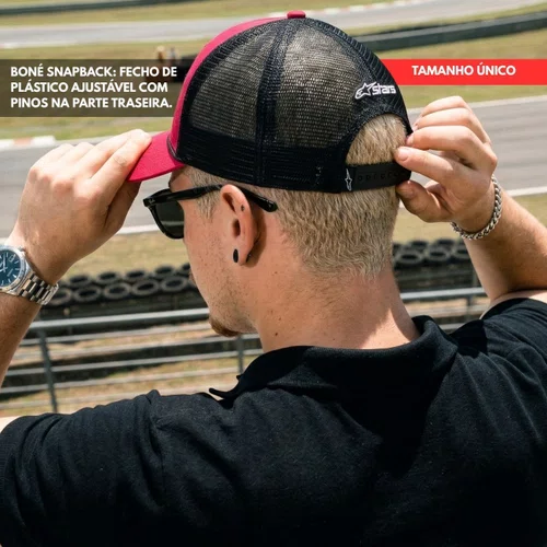 Bone Alpinestars Ageless Shadow Trucker Preto Vermelho