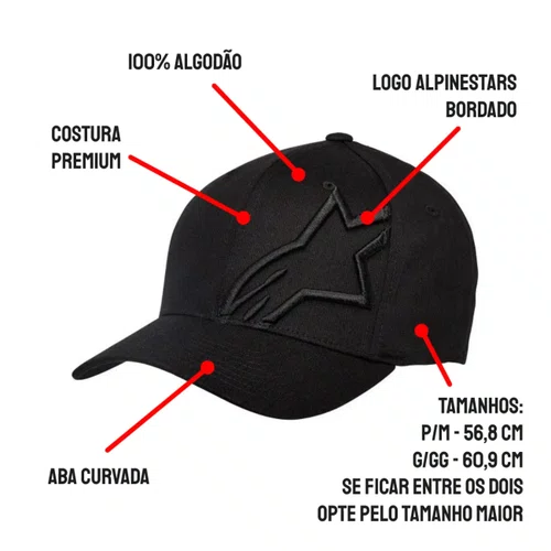 Bone Alpinestars Corp Shift 2 Flexfit Preto Preto