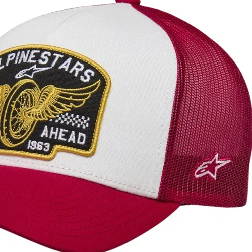 Bone Alpinestars Heritage Patch Trucker Branco Vermelho