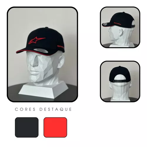 Bone Alpinestars Rostrum Snapback Preto Vermelho