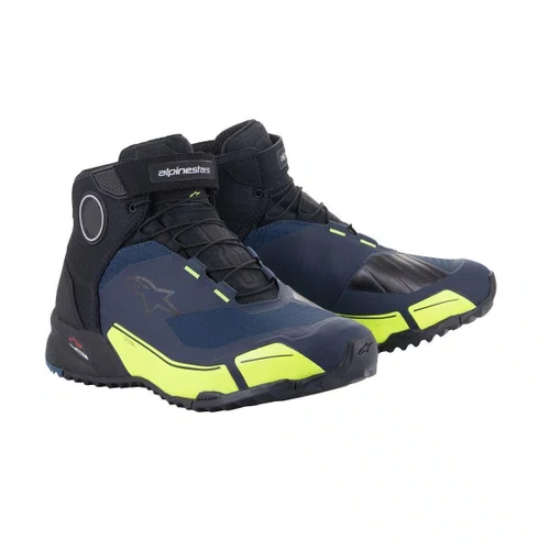 Bota Alpinestars Crx Drystar Preto Azul Escuro Amarelo Fluor