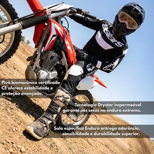 Bota Alpinestars Tech 7 Enduro Preta Cinza Dourada Impermeável