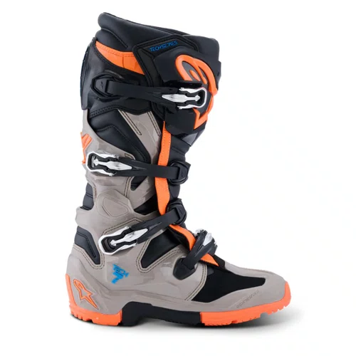 Bota Alpinestars Tech 7 Enduro Preta Cinza Laranja Fluo