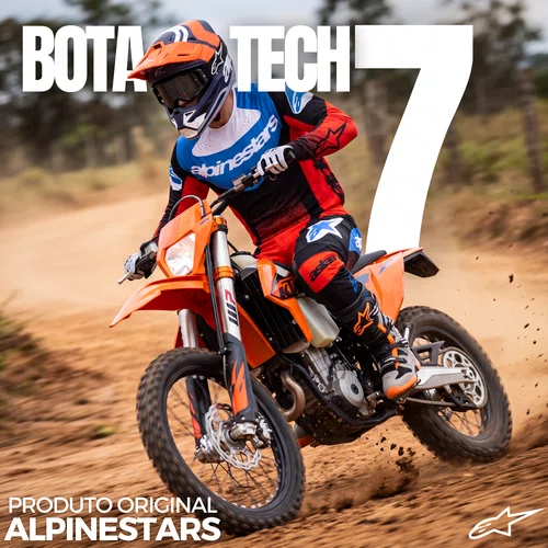 Bota Alpinestars Tech 7 Enduro Preta Cinza Laranja Fluo