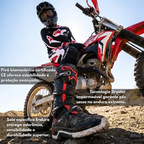 Bota Alpinestars Tech 7 Enduro Preto Vermelho Red Original