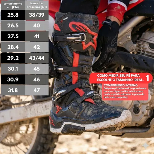Bota Alpinestars Tech 7 Enduro Preto Vermelho Red Original