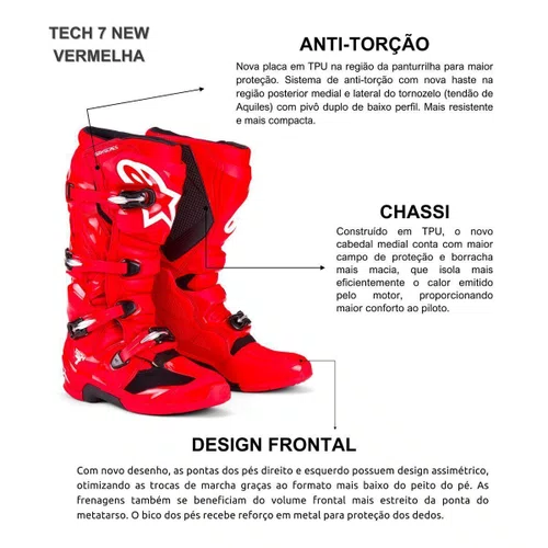 Bota Off Road Alpinestars Tech 7 New Vermelha Red Original