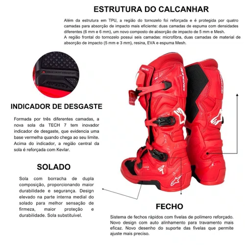 Bota Off Road Alpinestars Tech 7 New Vermelha Red Original