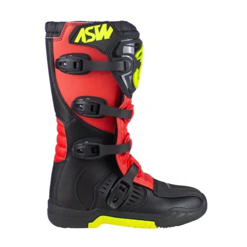 Bota Off Road ASW Image Enduro Preta Vermelha Amarela Fluo
