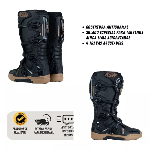Bota Motocross ASW Image Enduro Preta Marrom