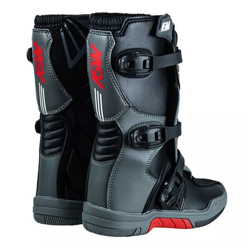 Bota Motocross Infatil Asw Image Kids Preto Cinza Vermelho