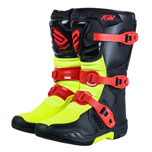 Bota Asw Kids Preto Amarelo Fluo Vermelho
