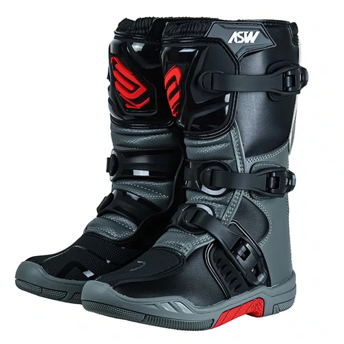 Bota Asw Kids Preta Cinza Vermelha