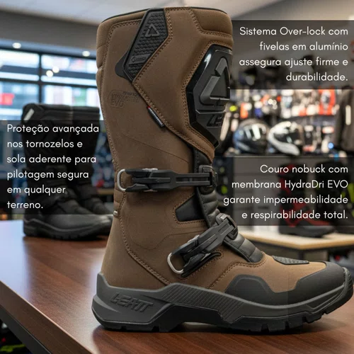 Bota Leatt Adventure Hydradri 7.5 Impermeável Marrom