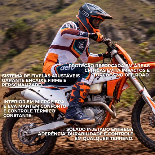 Bota Motocross Asw Elevate Enduro Marinho Laranja