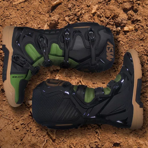 Bota Off Road Asw Elevate Enduro Preta Verde Oliva