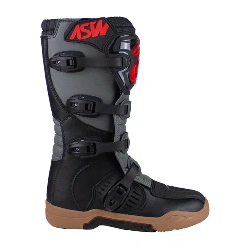 Bota Motocross ASW Image Enduro Cinza Preto Vermelho