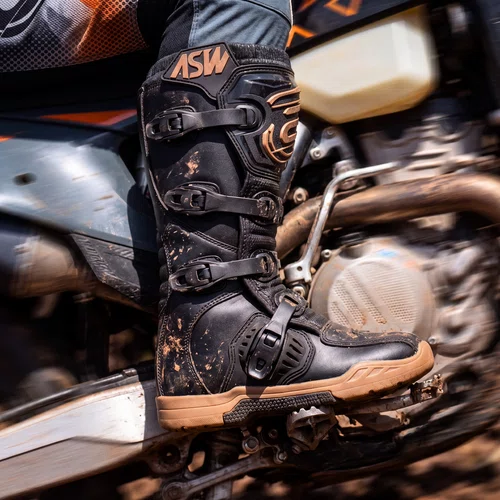 Bota Motocross ASW Image Enduro Preta Marrom