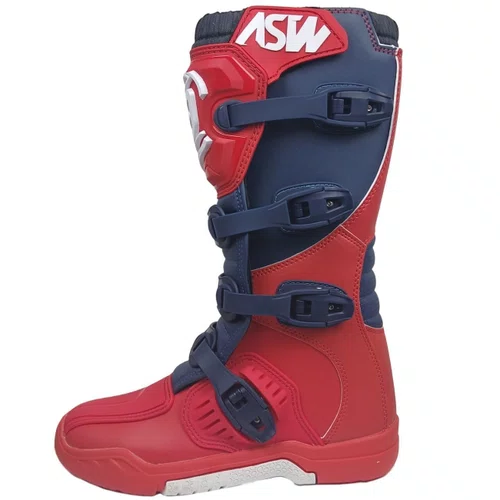 Bota Motocross ASW Image Enduro Vermelho Marinho Branco