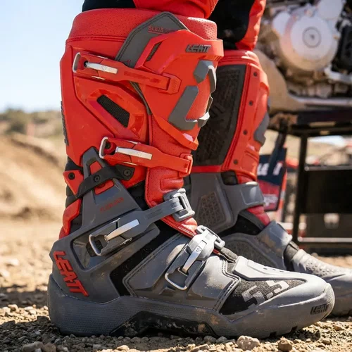 Bota Motocross Leatt 5.5 FlexLock Enduro Vermelha Cinza