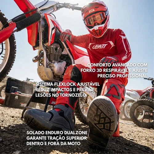 Bota Motocross Leatt 5.5 FlexLock Enduro Vermelha Cinza