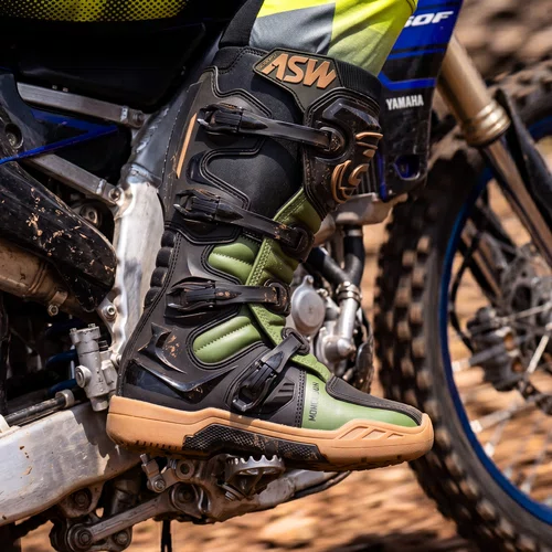 Bota Off Road Asw Elevate Enduro Preta Verde Oliva