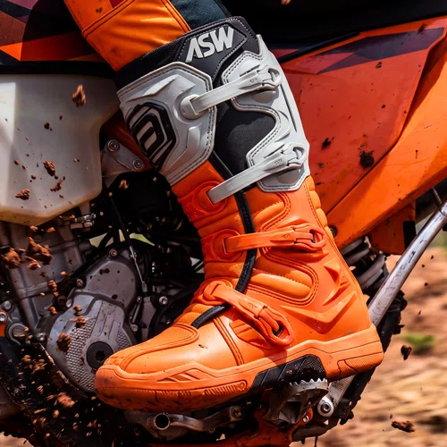 Bota Off Road Asw Elevate Laranja Fluo Cinza Premium Original