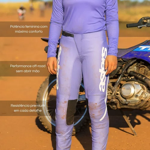 Calça Alpinestars Stella Fluid Apex Roxo Branco Off Road