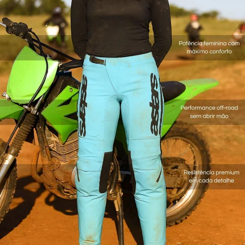 Calça Alpinestars Stella Fluid Apex Verde Agua Preto Off Road