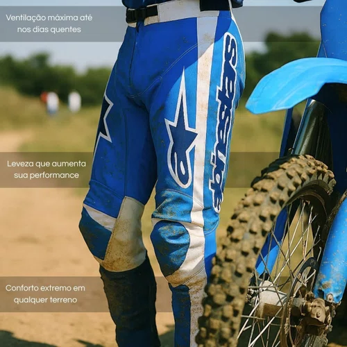 Calça Alpinestars Racer Air Portl Azul Branco UCLA Off Road