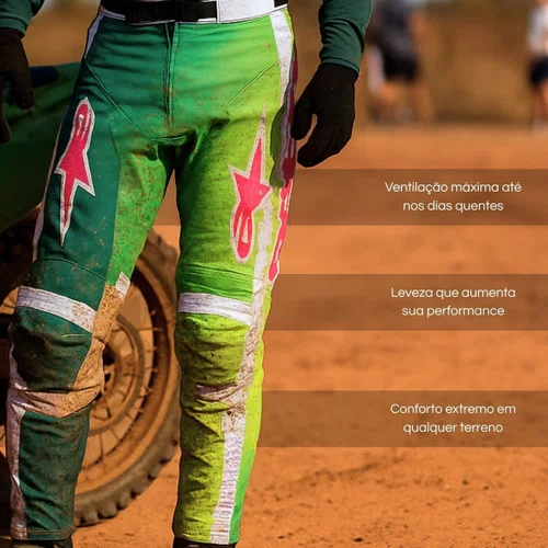 Calça Alpinestars Racer Air Portl Verde Branco Preto Off Road