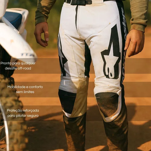 Calça Alpinestars Racer Riway Branco Preto Off Road Premium